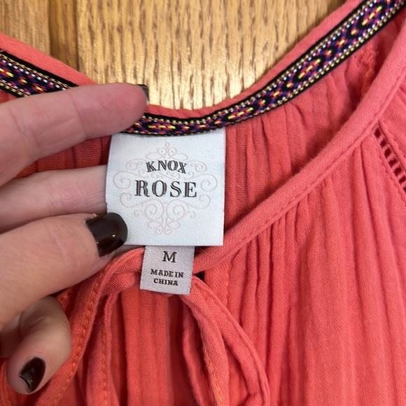 Knox Rose - Romper Shorts with front tie tassel & side pockets-Guava Jelly color - Picture 9 of 13